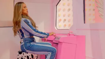 The Ragged Priest Blue Vertical Panel Fray Mom Jean worn by Self - Presenter (Maya Jama) as seen in Glow Up: Britain's Next Make-Up Star (S03E04)