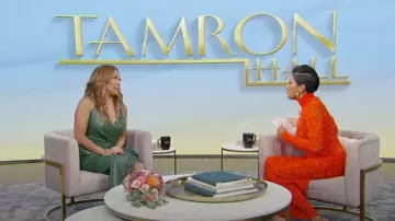 Jonathan Simkhai Carlee Fringed Vegan Leather Midi Dress worn by Carrie Ann Inaba as seen in Tamron Hall Show on November 7, 2022