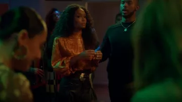 Nicholas Damia Belted Faux Leather Tapered Pants worn by Zoey Johnson (Yara Shahidi) as seen in grown-ish (S04E17)