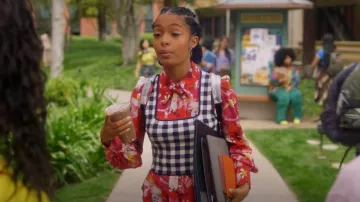 Staud Gingham Knit Cropped Top worn by Zoey Johnson (Yara Shahidi) as seen in grown-ish (S04E15)