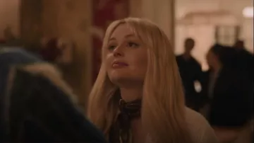 Louis Vuitton Monogram Trunks Bandeau Silk Scarf worn by Audrey Hope (Emily Alyn Lind) as seen in Gossip Girl (S02E06)