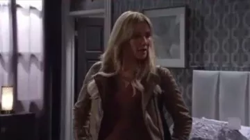 Free People Fenix Snake Embossed Faux Leather Moto Jacket worn by  Kristen DiMera (Stacy Haiduk) as seen in Days of Our Lives on December 29, 2022