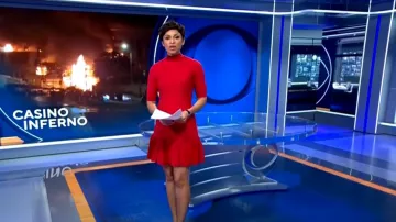 Ted Baker Canddy Fit-and-Flare Vestido usado por Jericka Duncan como se ve en CBS Evening News el 29 de diciembre de 2022