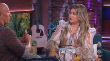 Zimmermann Cosmic Zodiac Shirt worn by Kelly Clarkson as seen in The Kelly Clarkson Show on  January 2, 2023