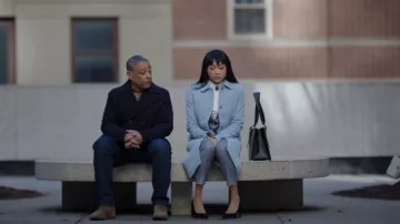 J.Crew Cornflower Blue Lady Day Coat worn by Hannah Kim (Tati Gabrielle) as seen in Kaleidoscope (S01E02)