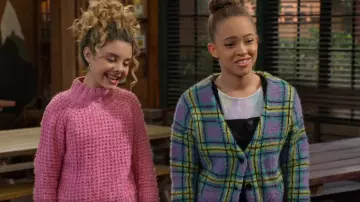 The Ragged Priest Goof Fuzzy Plaid Cardigan worn by Ava King (Shelby Simmons) as seen in BUNK'D (S05E09)
