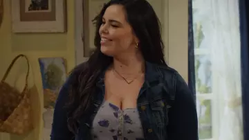 Anthropologie Block Letter Monogram Necklace worn by Lou Hockhauser (Miranda May) as seen in BUNK'D (S05E13)