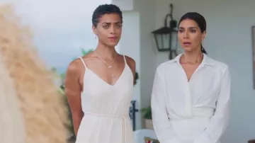 Zara Pleated Crop Top worn by Elena Roarke (Roselyn Sánchez) as seen in Fantasy Island (S01E03)