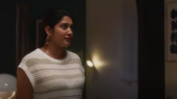 DKNY Open Knit Sweater worn by Nisha (Anuja Joshi) as seen in Fantasy Island (S01E05)