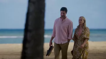 Mink Pink Sistan Wrap Dress worn by Cheryl Hines as seen in Fantasy Island (S02E01)