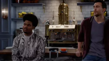 Twenty Montreal Hyper Reality Knit Wood Grain Sweater worn by Carter (Julian Gant) as seen in Call Me Kat (S03E10)