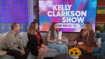 Ulla Johnson Hayana Floral Mix Print Long Sleeve Silk Dress worn by Kelly Clarkson as seen in The Kelly Clarkson Show on January 4, 2023