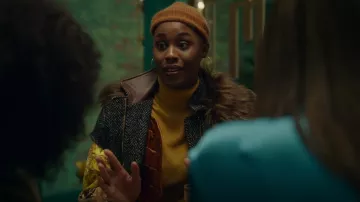 Versace Patch­work Over­sized Jack­et worn by Tye (Jerrie Johnson) as seen in Harlem (S01E01)