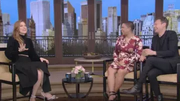 Mach & Mach Leopard-Print Embellished Double Bow Silk Pumps worn by Allison Williams as seen in LIVE with Kelly and Ryan on  January 5, 2023