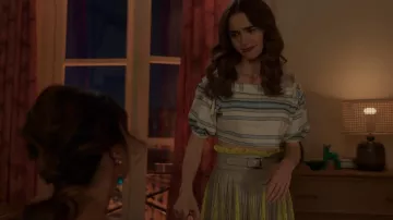 Celine Small Patapans In Triomphe Canvas And Calfskin White worn by Camille  (Camille Razat) as seen in Emily in Paris (S02E08)