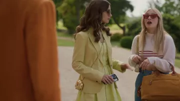 Celine Small Patapans In Triomphe Canvas And Calfskin White worn by Camille  (Camille Razat) as seen in Emily in Paris (S02E08)