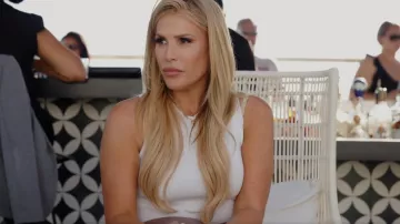 Zara Knit Crop Top porté par Tracy Tutor comme on le voit dans Million Dollar Listing Los Angeles (S14E03)