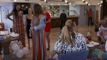 Pretty Little Thing Orange Shadow Leaf Low Back Oversized Maxi Beach Dress worn by Marlo Hampton as seen in The Real Housewives of Potomac (S07E13)