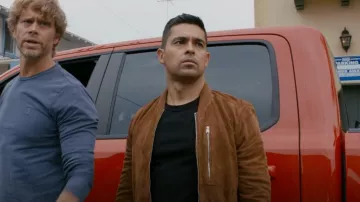 All Saints Kemble Suede Bomber Jacket worn by Nick Torres (Wilmer Valderrama) as seen in NCIS: Los Angeles (S14E10)