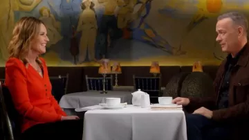 Veronica Beard Dekalb Puff Sleeve Rib Top usado por Savannah Guthrie como se ve en Today el 10 de enero de 2023