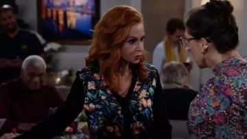 Ted Baker Tilja Longline Woven Front Cardigan worn by Sheila (Swoosie Kurtz) as seen in Call Me Kat (S03E11)