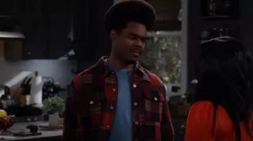 Scotch & Soda Jacquard Patchwork Snap-Up Shirt Jacket worn by Carter (Julian Gant) as seen in Call Me Kat (S03E11)