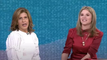 Saloni Adele Dress in Garnet Red worn by Jenna Bush Hager as seen in Today  with Hoda & Jenna on  January 13, 2023