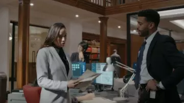 Theory Etiennette Jacket worn by Nikki Parker (Dania Ramirez) as seen in Alert: Missing Persons Unit (S01E01)