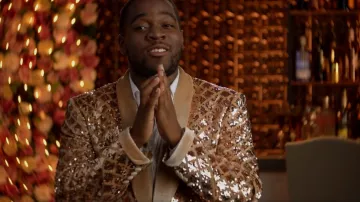 Chaqueta de traje de fumar ajustado de diseño de Asos usada por Mikel Simmons como se ve en Southern Hospitality (S01E06)