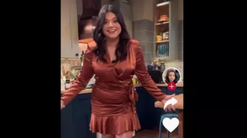 Veronica Beard Agatha Dress worn by Mayan (Mayan Lopez) as seen in Lopez vs. Lopez (S01E08)