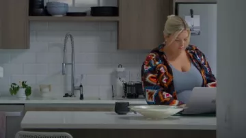 Stone Feather Road Fleece Shirt - Brown And Or­ange worn by Chloe Trautman as seen in Siesta Key (S05E09)