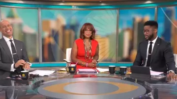 MICHAEL Michael Kors Cap-Sleeve V-Neck Midi Sheath Dress worn by Gayle King as seen in CBS Mornings on January 12, 2023