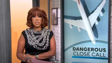 Alexander McQueen Wool Midi Dress with Jewel Embroided Chains worn by Gayle King as seen in CBS Mornings on January 16, 2023