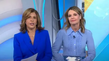 Victoria Beckham Ruffled Silk Blouse worn by Savannah Guthrie as seen in Today on  January 17, 2023
