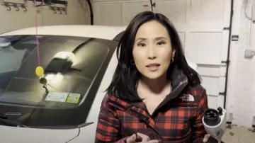 The North Face Gotham Zip Front Plaid Puffer Jacket worn by Vicky Nguyen as seen in Today on January 17, 2023