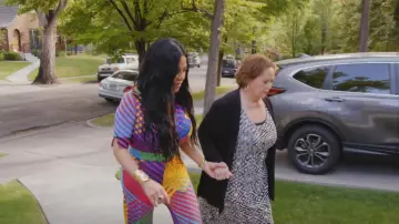 House of Mystique “Color In the Lines” Printed Jumpsuit worn by Jen Shah as seen in The Real Housewives of Salt Lake City (S03E14)