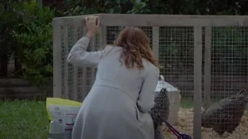 J. Crew Classic Day Coat Vintage White worn by Cheryl Peterson (Aya Cash) as seen in Welcome to Flatch (S02E11)