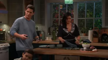 Knox Rose Short Sleeve Embroidered Top worn by Mayan (Mayan Lopez) as seen in Lopez vs. Lopez (S01E09)