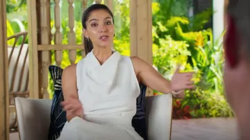 Zara White Wrap Jumpsuit worn by Elena Roarke (Roselyn Sánchez) as seen in Fantasy Island (S02E03)