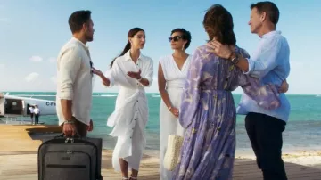 Banana Republic Tiered Maxi Dress worn by Dolly (Teri Hatcher) as seen in Fantasy Island (S02E03)