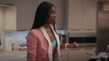 Balmain Shawl-Collar Double-Breasted Jacket worn by Hilary Banks (Coco Jones) as seen in Bel-Air (S01E01)