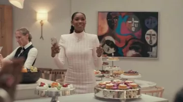 Balmain Hound­stooth Knit­ted Minidress worn by Hilary Banks (Coco Jones) as seen in Bel-Air (S01E01)