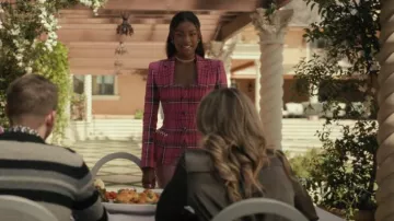 Alexander Wang Area Pink Hourglass Cutout Crystal Embellished Blazer worn by Hilary Banks (Coco Jones) as seen in Bel-Air (S01E02)