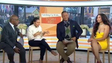 ASTR The Label Ember Wrap Front Turtleneck Sweater worn by Sheinelle Jones as seen in Today on January 20, 2023