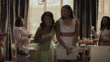 Balmain Tweed Square Neck Top worn by Hilary Banks (Coco Jones) as seen in Bel-Air (S01E03)