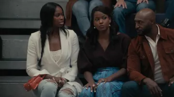 Brandon Blackwood Kuei Bag In Orange Croc Embossed worn by Hilary Banks (Coco Jones) as seen in Bel-Air (S01E03)