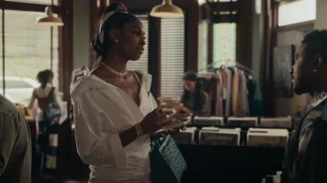 Brandon Blackwood Medium Kuei In Blue Crocodile worn by Hilary Banks (Coco Jones) as seen in Bel-Air (S01E04)