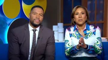 Emilio Pucci Manu-Print Stretch-Cotton Shirt worn by Robin Roberts as seen in Good Morning America on January 19, 2023