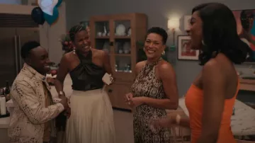 3.1 Phillip Lim Vegan Leather Cross Front Halter Top worn by Vivian Banks (Cassandra Freeman) as seen in Bel-Air (S01E08)