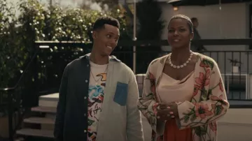 Zara Floral Jacquard Knit Coat worn by Vivian Banks (Cassandra Freeman) as seen in Bel-Air (S01E08)